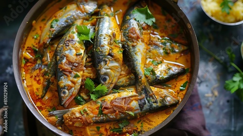 A spicy and flavorful sardine curry, made with coconut milk and Kerala masala, is a popular side dish for rice in India and other parts of Asia, such as Bengal, Goa, and Sri Lanka.