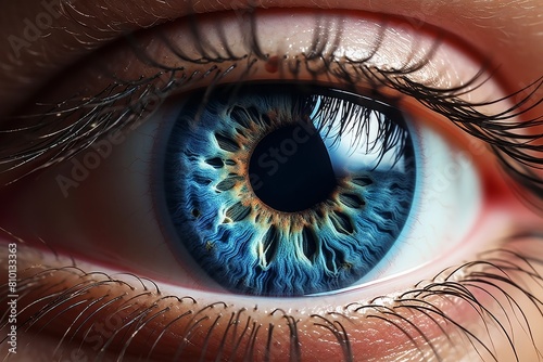 close-up of a vibrant blue human eye