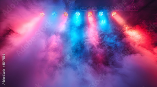 Disco lights and fog machine isolated on white background, pop-art, png 