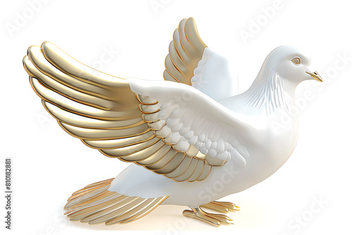 Dove fly figurine symbol hope, religion sign, isolated on transparent background. Traditional church religion symbol