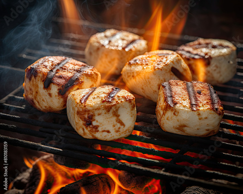 Barbecue colby cheese on the grill