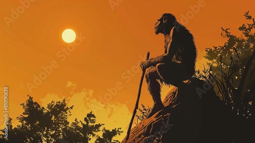 chronicles of prehistoric life primitive man early human existence ancient tools and culture evolutionary survival digital illustration