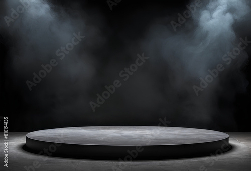 Smoke Effect Product Display Template on Black Background with Grey Product Showcase