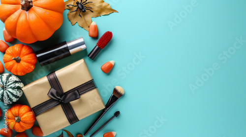 Makeup products gift box and squashes for Halloween ce