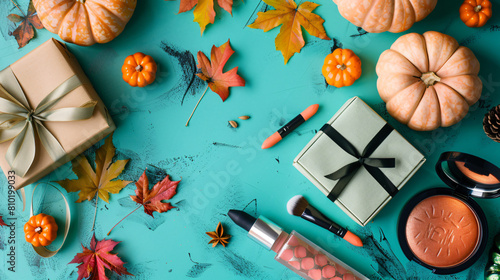 Makeup products gift box and squashes for Halloween ce