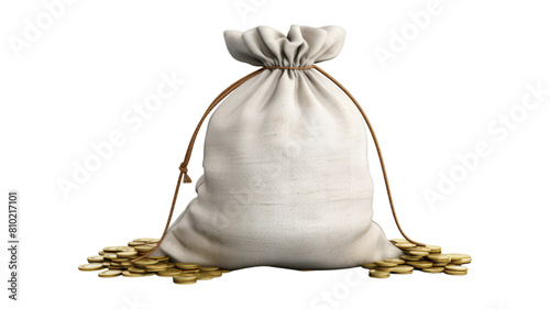 Money Bag isolated on transparent png background. Generative ai