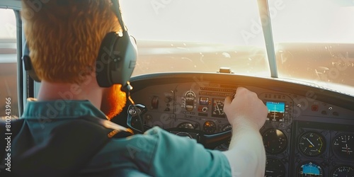 Pilot in the Cockpit of a commercial jet airliner 