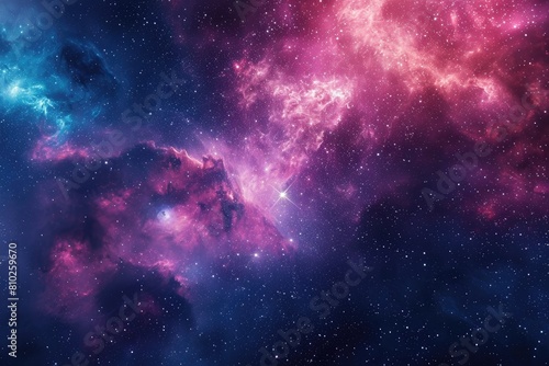 Vibrant spiral galaxy with glowing nebula clouds. Illustration of a background with a majestic space theme.