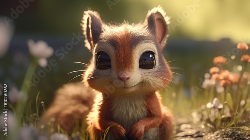 little squirrel in the forest. Created with Generative AI.