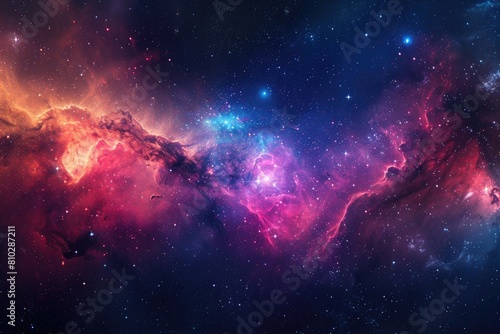 Galactic core surrounded by swirling star dust. Illustration of a background with a majestic space theme.