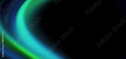 Abstract grainy background, green blue color wave, black backdrop noisy texture minimal banner poster header design