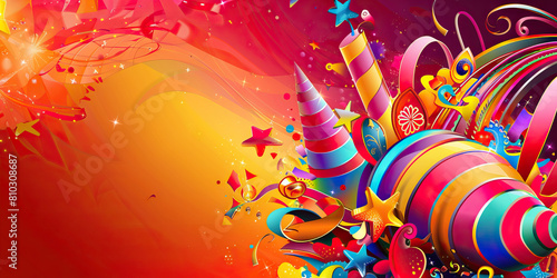 Carnival Extravaganza: Abstract Carnival Background with Bright Colors and Circus Elements, Perfect for Musical or Comedy Plays