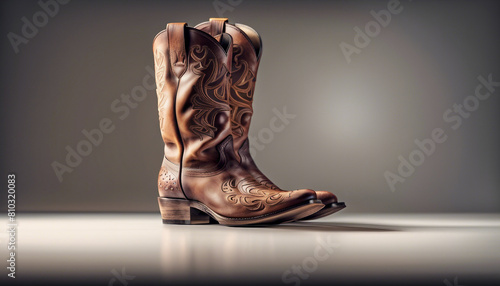 raditional cowboy boots, isolated white background 