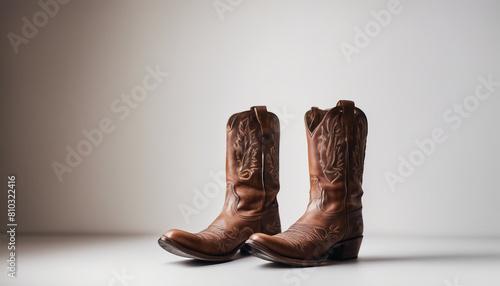 raditional cowboy boots, isolated white background 