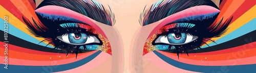 Drag queen makeup flat design top view drag show theme water color Triadic Color Scheme
