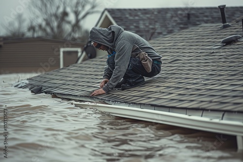 A man trapped on the roof of his house as floodwaters hit, hopes help will arrive soon, 
