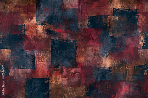 Modern pattern, oil painting on canvas. Acrylic art, abstract artistic texture. Brush doubs and smears grungy background, hand painted red, brown and dark blue colors