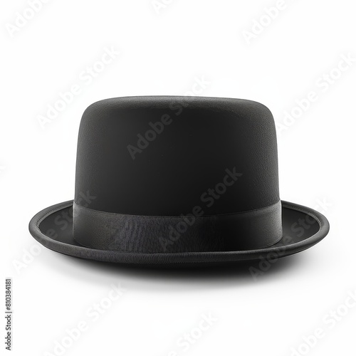 Classic black bowler hat isolated on a crisp white background, Ai Generated