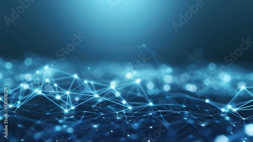 A backdrop of soft glowing light blue connections forming a tranquil plexus pattern over a navy blue base designed with a significant amount of space for text on the upper side