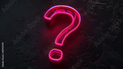  a neon, glowing pink question mark, black background