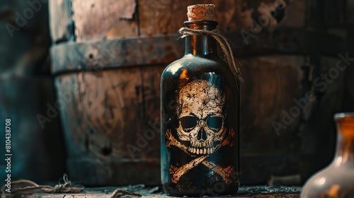 A skull and crossbones on a bottle of poison