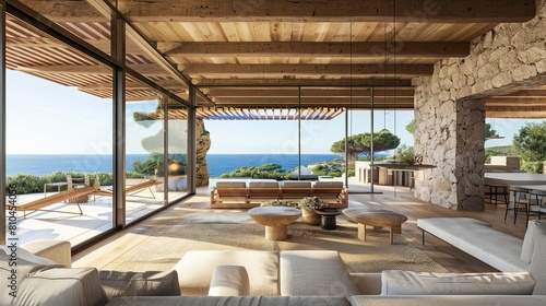 luxurious villa retreat on sardinian coast with panoramic ocean views 3d rendering
