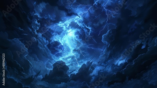 the wrath of god dramatic lightning storm in an ominous sky stormy clouds digital illustration