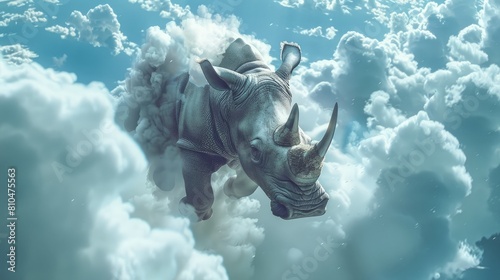 Magical Rhino Voyage Soaring Beyond the Horizon 