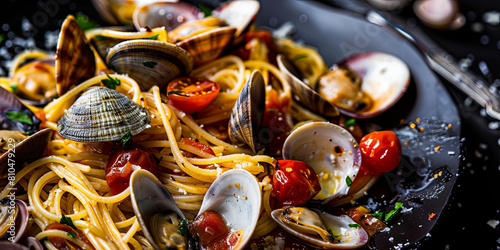 pasta with clams and tomato sauce, generative AI