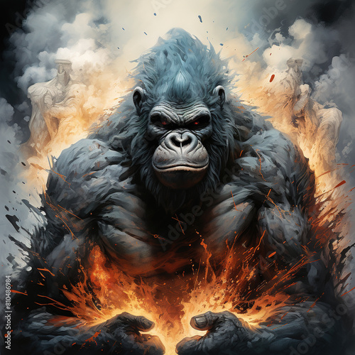 Fantasy of gorilla that looks formidable., Wildlife Animals.