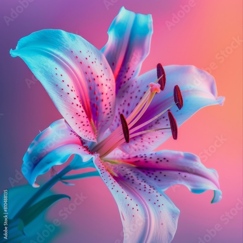 A closeup of a pink lily flower