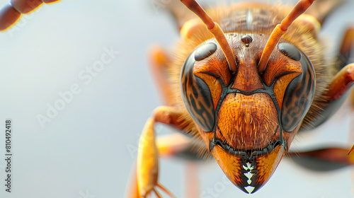closeup view of hornet on the white background