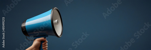megaphone speaker or loudspeaker for announce icon. isolated on blue background.