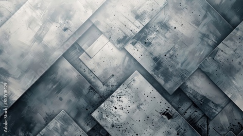 Abstract background of beveled gray metal plates with grunge texture.