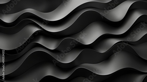 Black wavy shapes undulate across the surface, creating a sense of movement and depth. The dark color scheme gives the image a sophisticated and mysterious feel.