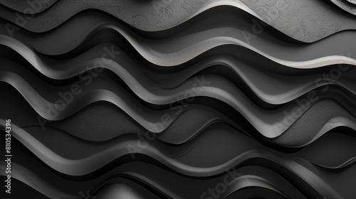 Black wavy shapes undulate in an abstract pattern, like a flowing river or a windblown field.