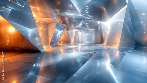 360degree HDRI of white abstract cube with geometric shapes and lights. Concept Abstract Cube, Geometric Shapes, HDRI, 360° View, Lighting Effects