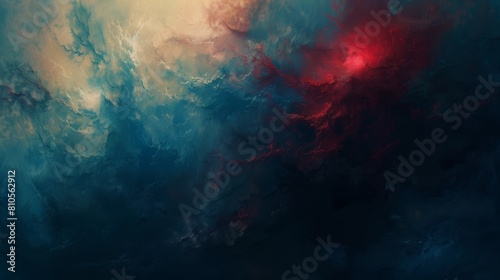  A red-blue cloud tableau, with a scarlet radiant light centrally situated in the mid-sky