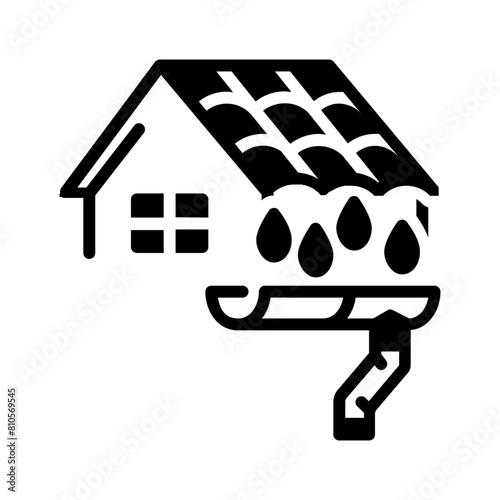 Vector solid black icon for Rain gutter