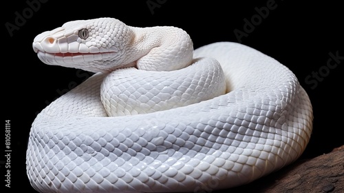close-up of a white albino snake