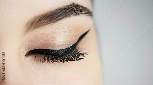 Stylish eyeliner on white background