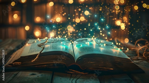 magic book in the night light