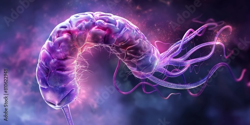 Brain Worm - parasitic ailment neurocysticercosis Illustration