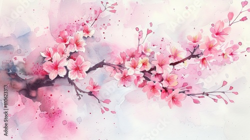 Graceful Blooms: Watercolor Cherry Blossom Symphony