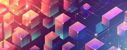 Abstract background with colorful geometric shapes and glowing lines