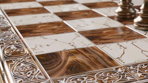 The intricate pattern of a chess board's squares