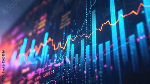 In-depth analysis: stock market trends and investment opportunities highlighted by detailed graphs, indicators, and volume data visualization