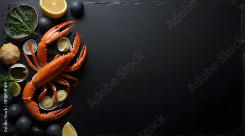 Blank in the center of the image with a seafood frame.genreative.ai
