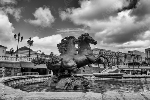 MOSCOW, RUSSIA -Fountain complex on Manezhnaya Square