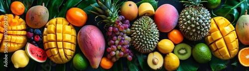 Thailand Tropical Set Feature a display of mango, durian, and papaya, capturing the lush, tropical fruit bounty of Thailand